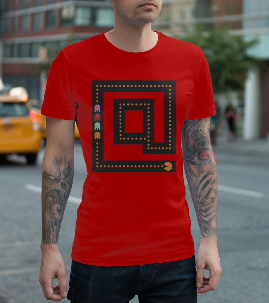 Packman The Game Maze Chase with Colorful Ghosts T-Shirt