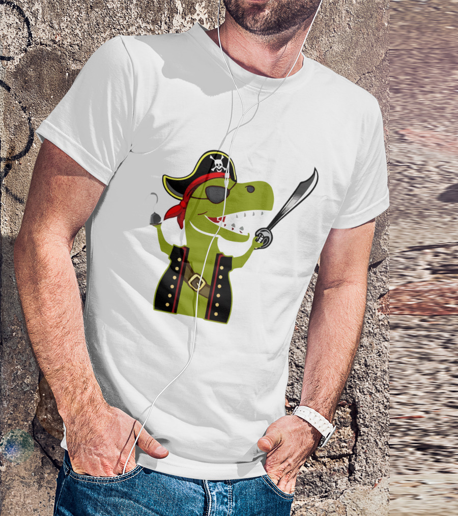 Pirate Dinosaur With Hook And Sword T-Shirt