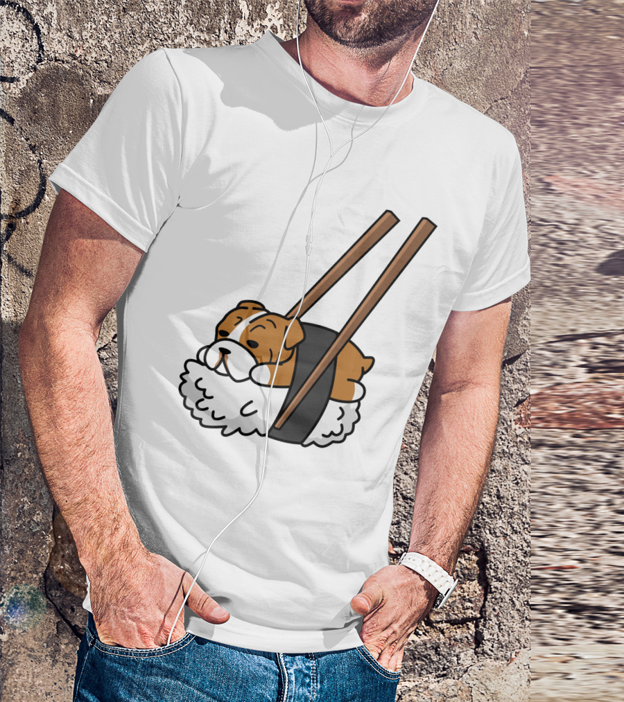 Pugsushi Funny Pug Dog Sushi Roll With Chopsticks T-Shirt