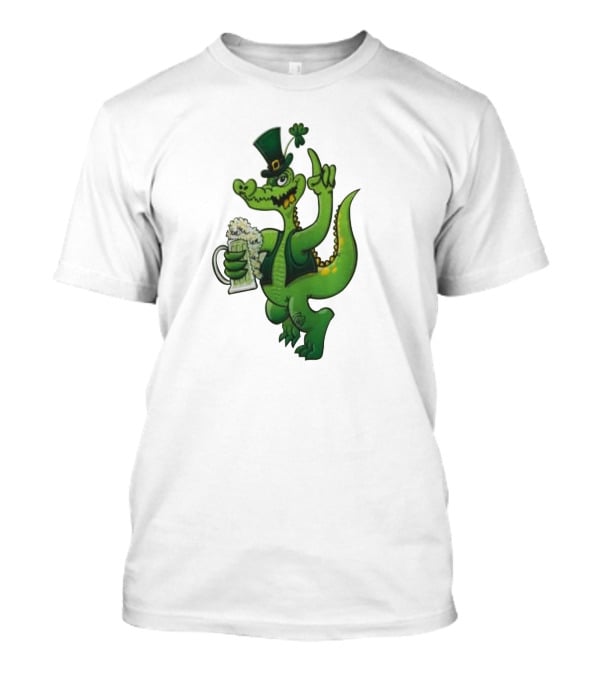 Dinosaurs Patricks Green Beer Hat Clover T-Shirt