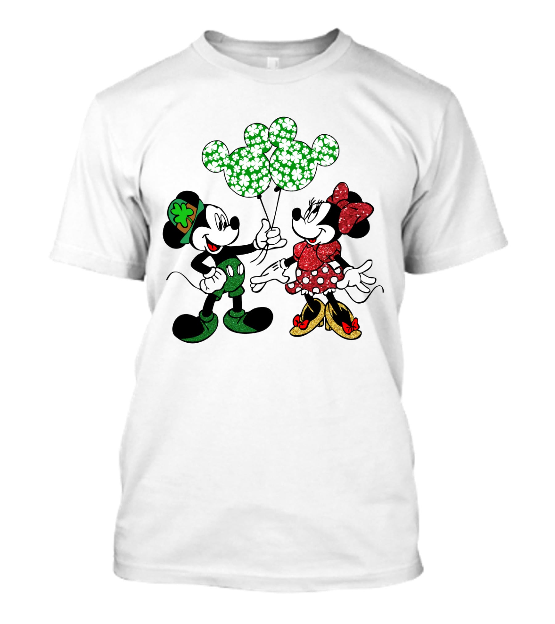 Mickey Mouse Minnie Mouse St. Patrick's Day Shamrock Balloons T-Shirt