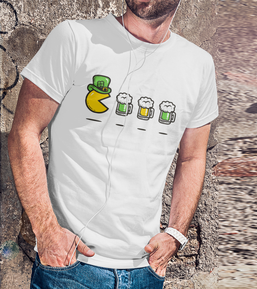 Pacman St. Patrick's Day Beer Mugs Hat T-Shirt