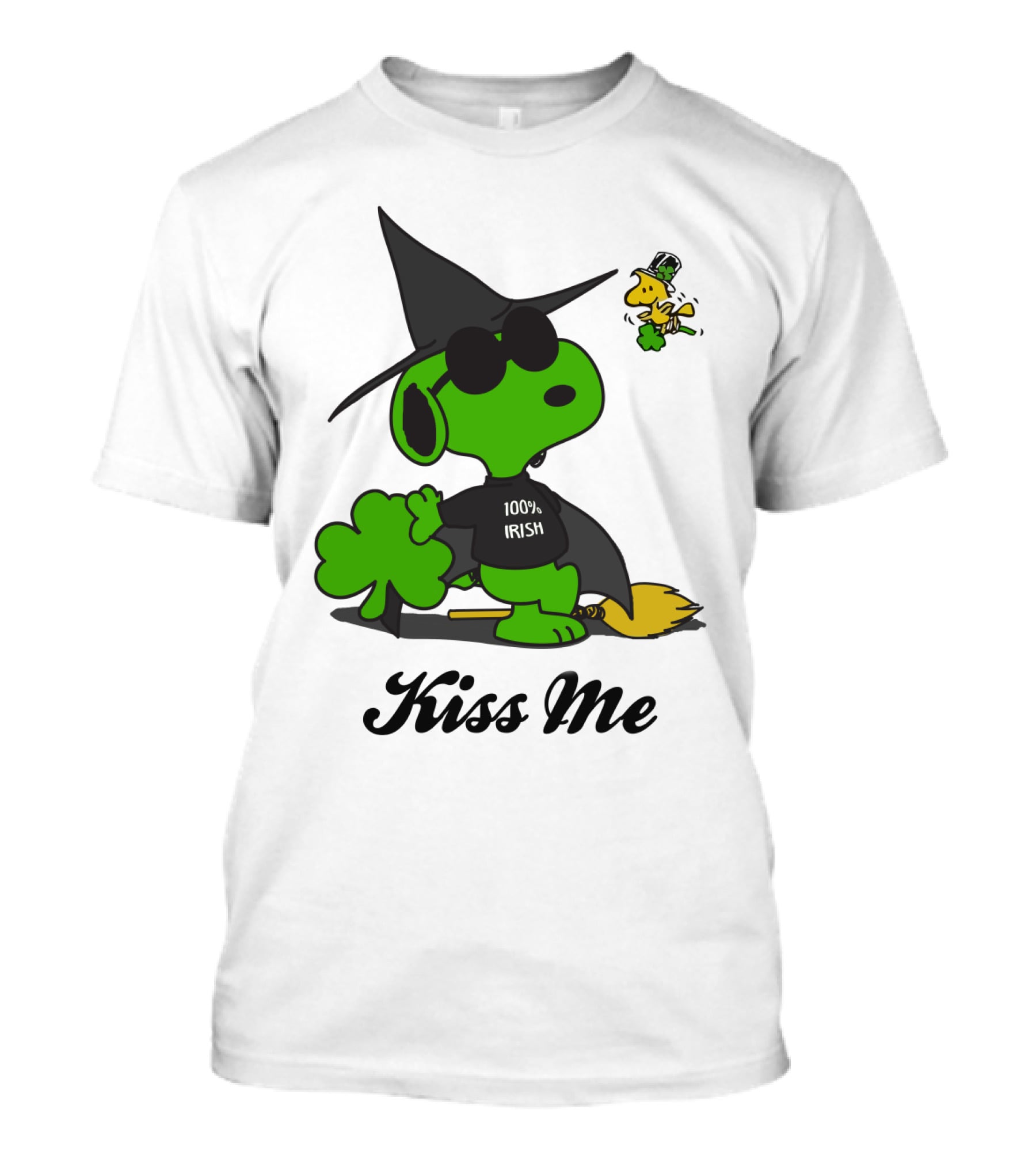 Snoopy Kiss Me 100% Irish St Patrick's Day Wizard Woodstock T-Shirt