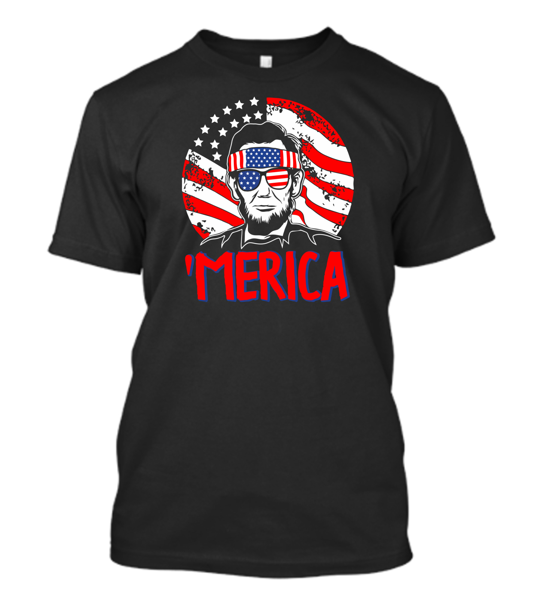 'Merica Abraham Lincoln Patriotic Glasses Flag Bandana USA T-Shirt