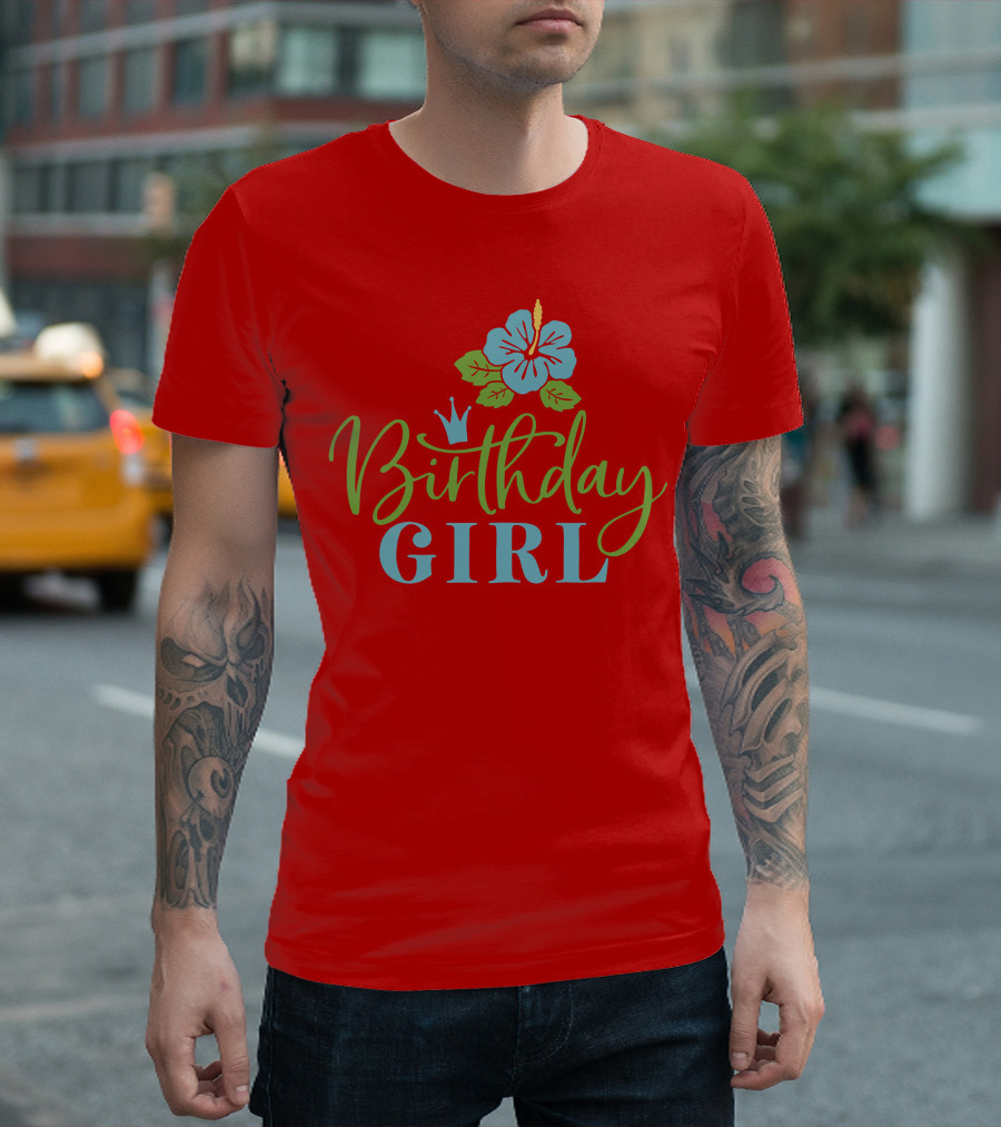 Birthday Girl Hibiscus Crown T-Shirt