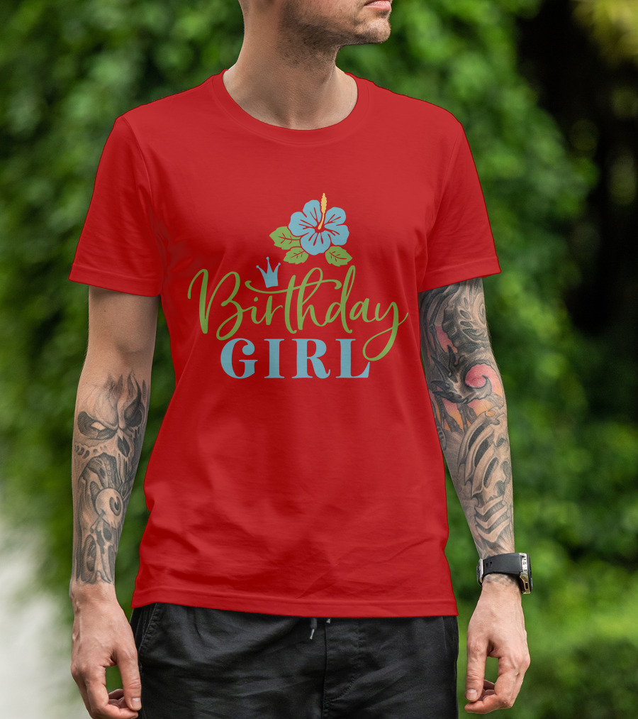 Birthday Girl Hibiscus Crown T-Shirt