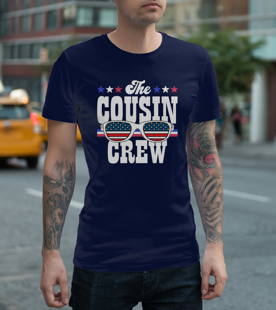 The Cousin Crew 4th Of July Patriotic American Sunglasses Stars Stripes T-Shirt