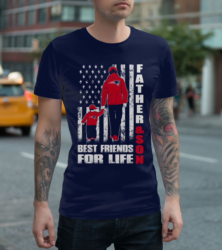 Father And Son Best Friends For Life Patriots American Flag T-Shirt