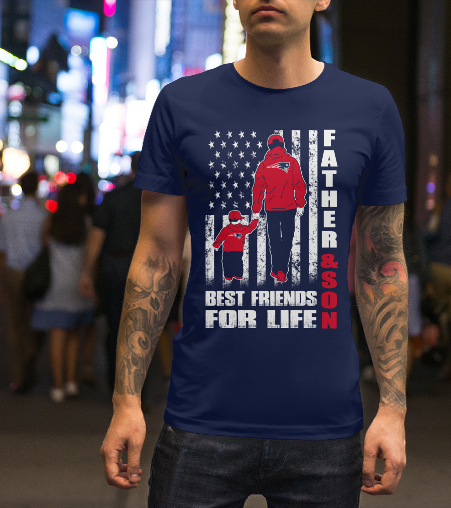 Father And Son Best Friends For Life Patriots American Flag T-Shirt