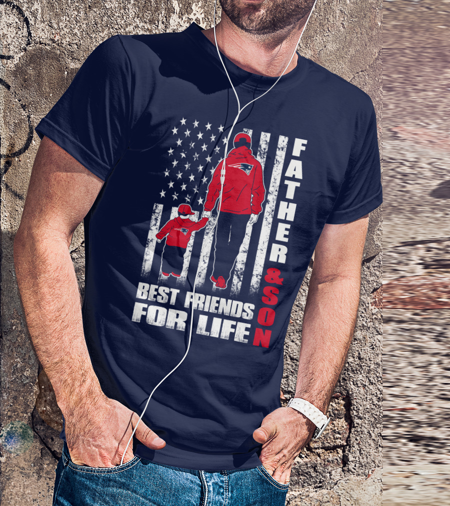 Father And Son Best Friends For Life Patriots American Flag T-Shirt