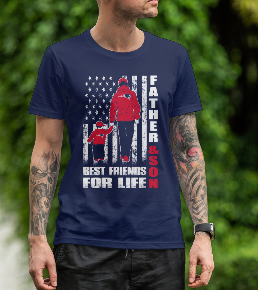 Father And Son Best Friends For Life Patriots American Flag T-Shirt
