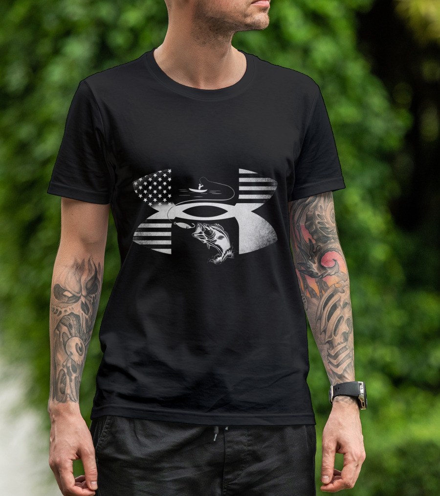 Bass Fishing American Flag Under Armour T-Shirt