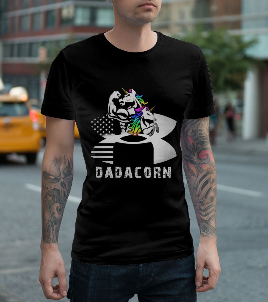 Dadacorn Unicorn Dad Flag Bald Eagle T-Shirt