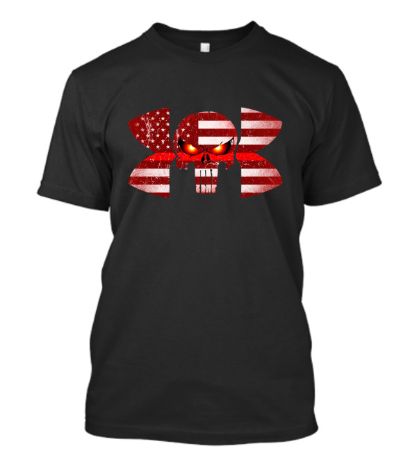 Firefighter Skull American Flag Under Armour Punisher Eyes T-Shirt