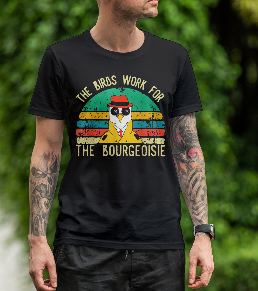 The Birds Work For The Bourgeoisie Retro Style Penguin In Hat And Sunglasses T-Shirt