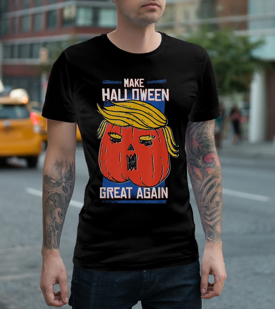 Make Halloween Great Again Trumpkin Funny Retro Donald Trump Pumpkin T-Shirt