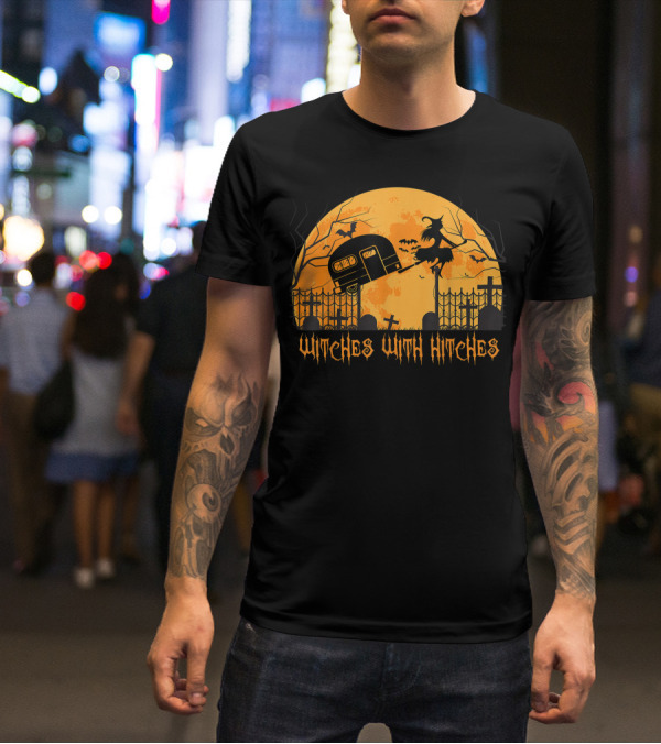 Halloween Spooky Witches With Hitches Camping Scene T-Shirt