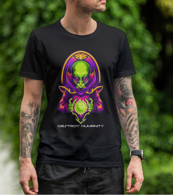 Destroy Humanity Funny Alien Gamer Birthday T-Shirt