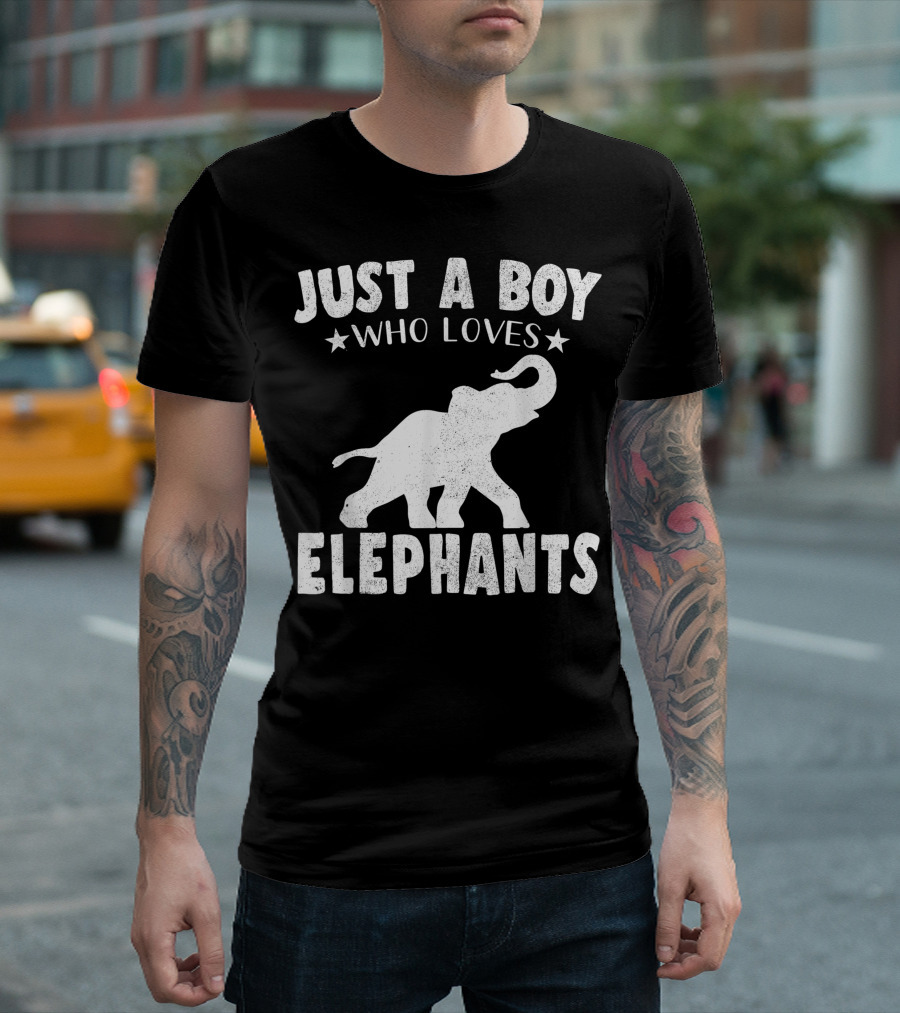 Just A Boy Who Loves Elephants Cool Animals Lover Basic T-Shirt