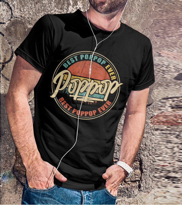Best Poppop Ever Vintage Sunset Retro Grandpa Papa T-Shirt