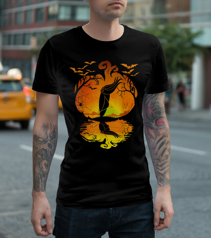 Halloween Cuttlefish Pumpkin with Bats and Spiderwebs T-Shirt