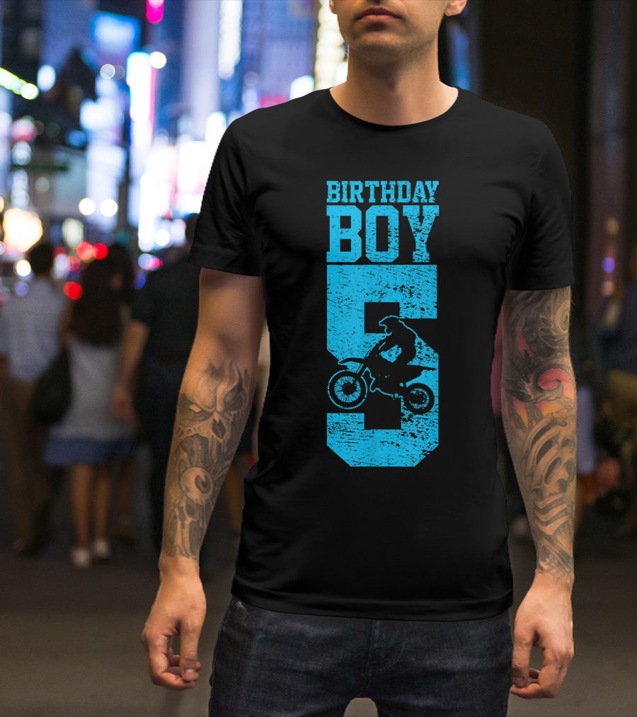 Birthday Boy 5 Motocross Dirt Bike T-Shirt