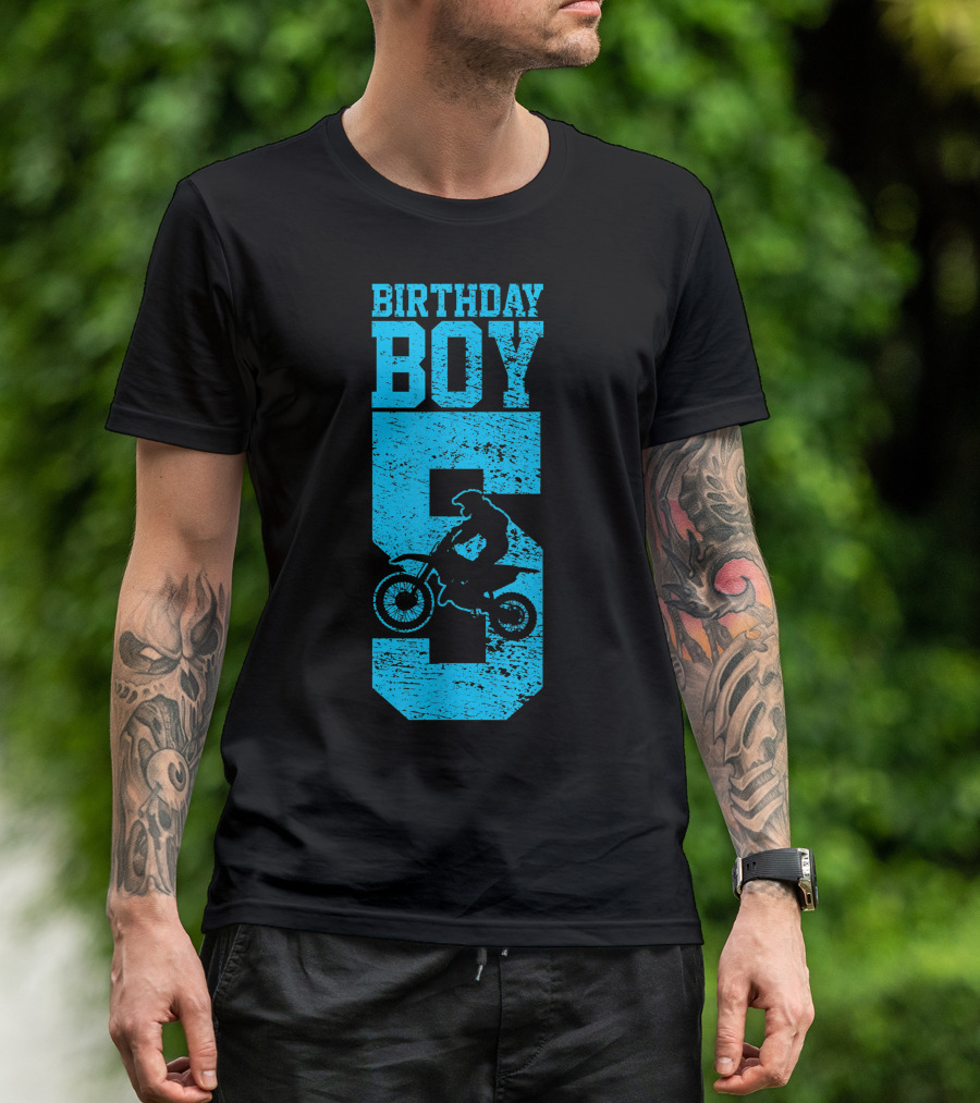 Birthday Boy 5 Motocross Dirt Bike T-Shirt