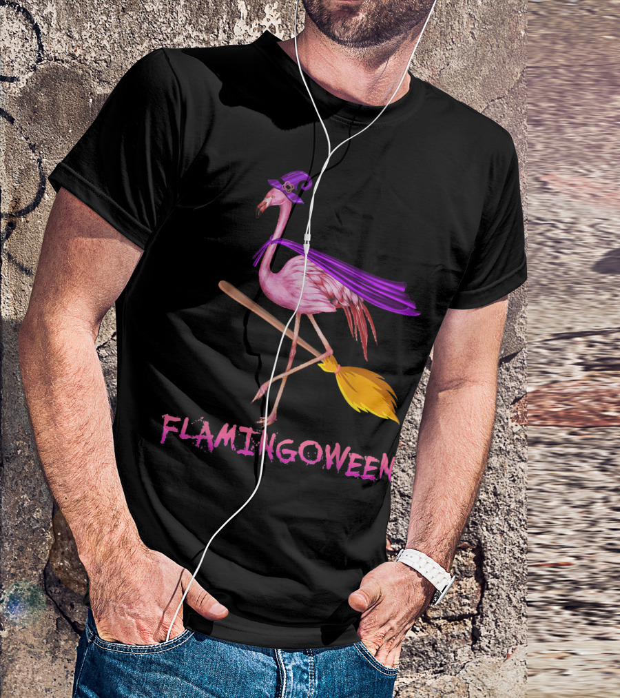 Flamingoween Funny Flamingo Witch Halloween Costume Best T-Shirt