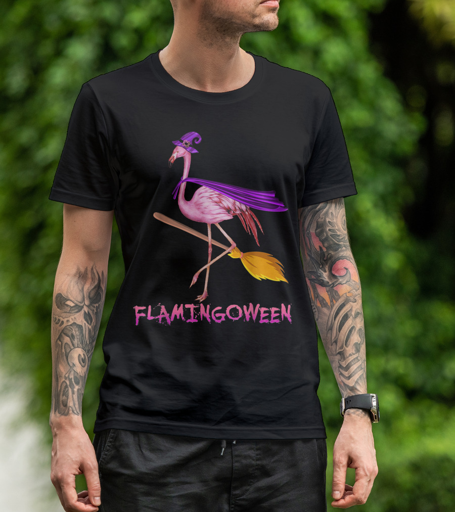 Flamingoween Funny Flamingo Witch Halloween Costume Best T-Shirt