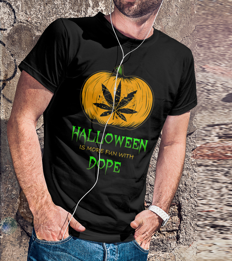 Halloween Is More Fun With Dope Pumpkin Leaf T-Shirt