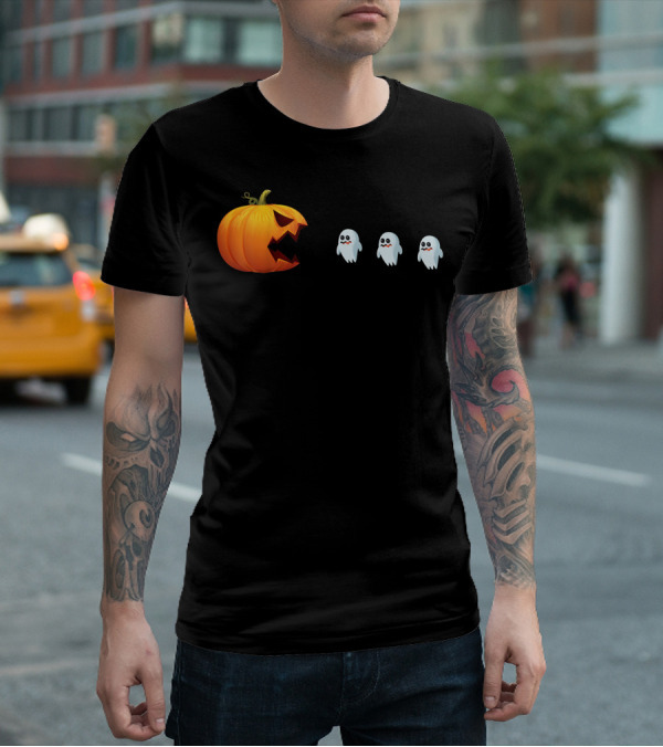 Halloween Jackolantern Chasing Ghosts Pumpkin Ghost Hunter T-Shirt