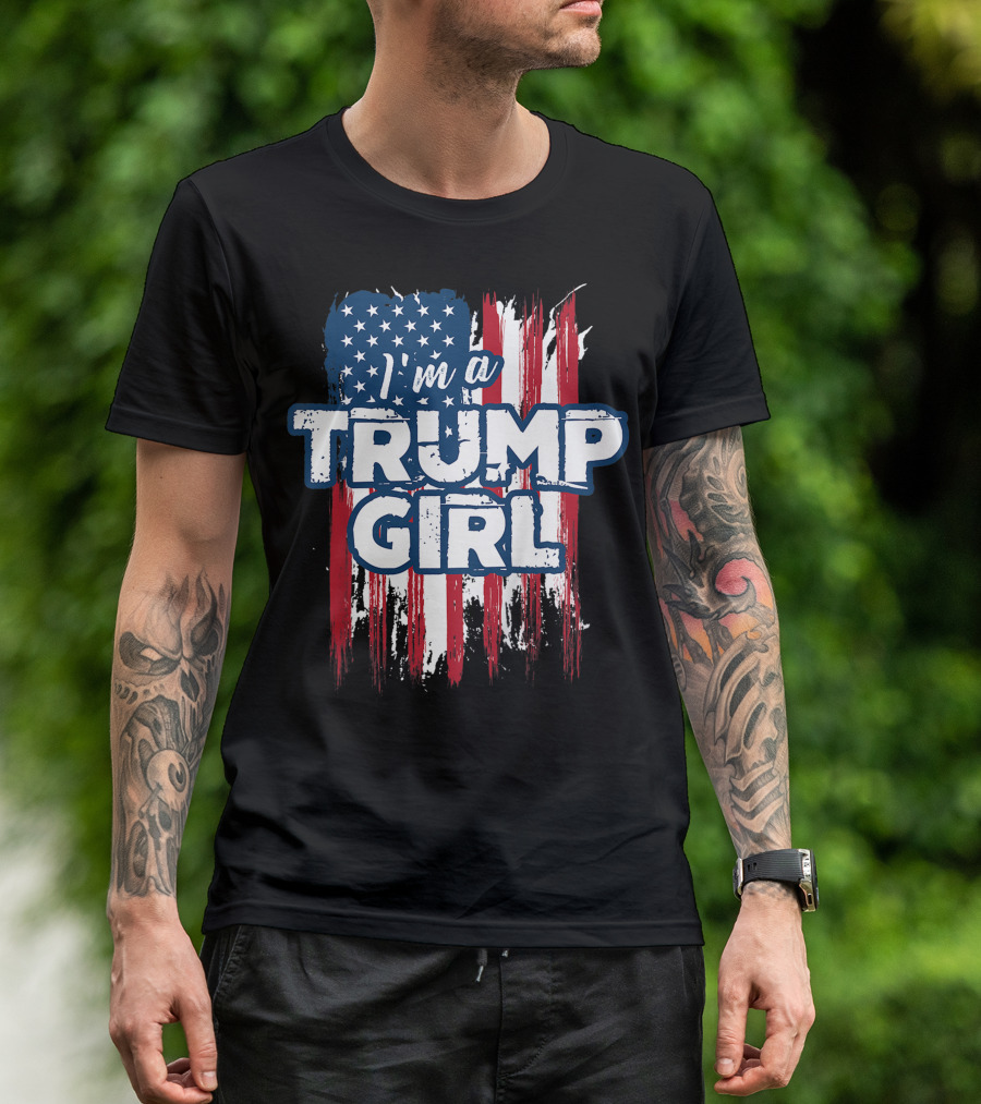 I'm A Trump Girl American Flag Grunge Style T-Shirt