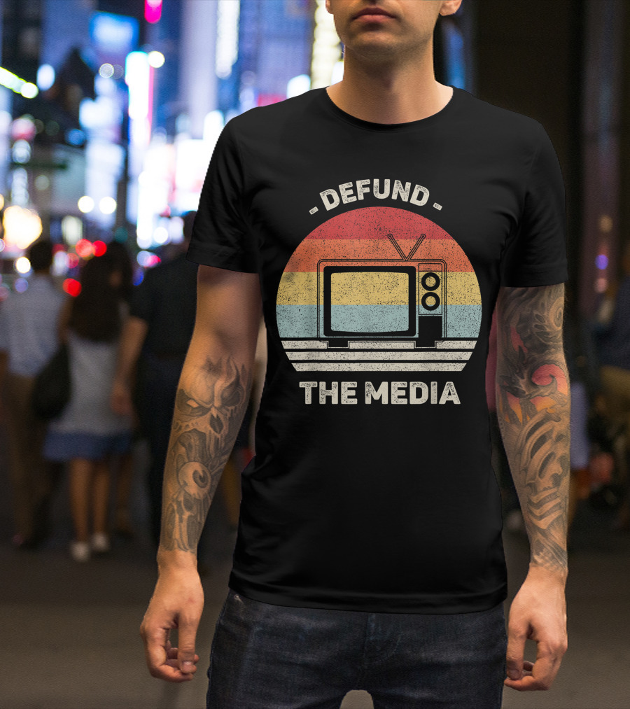 Defund The Media Vintage TV Protest Fake News T-Shirt