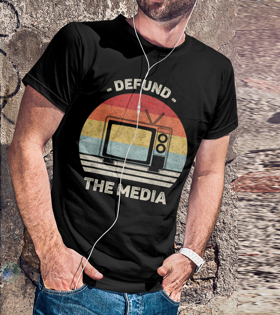 Defund The Media Vintage TV Protest Fake News T-Shirt