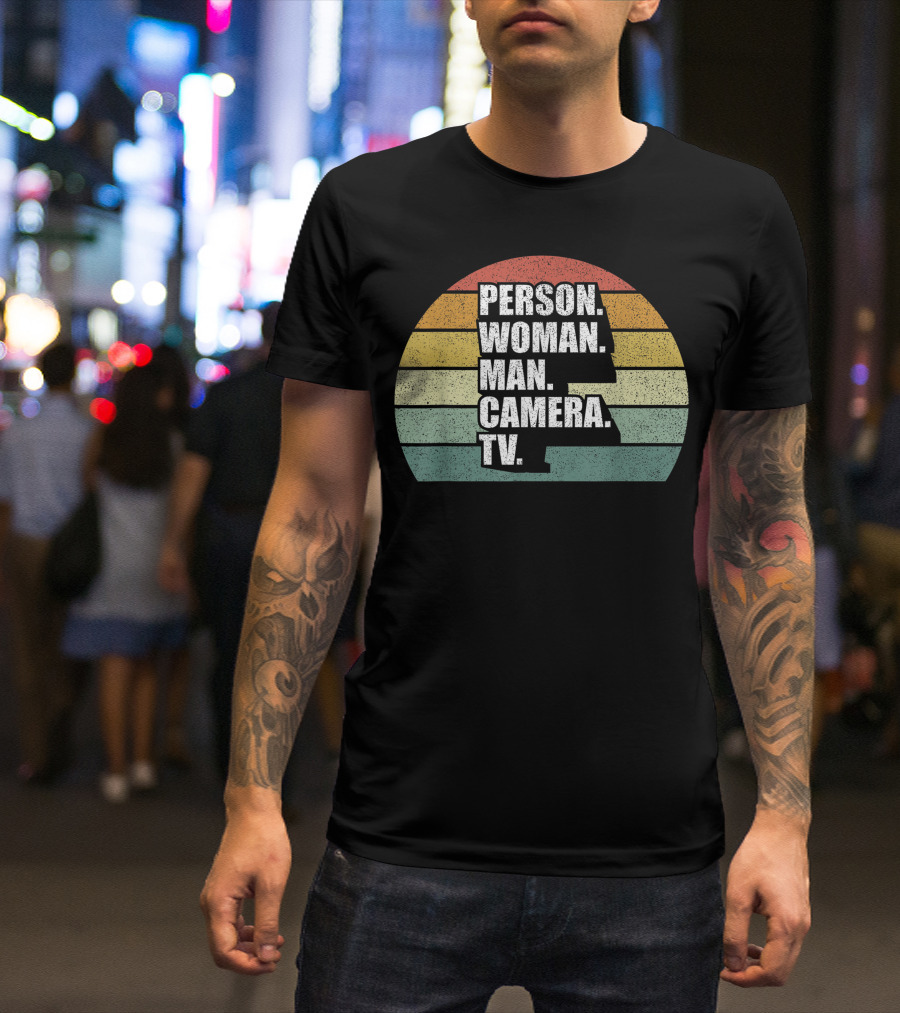 Person Woman Man Camera TV Cognitive Test Trump T-Shirt