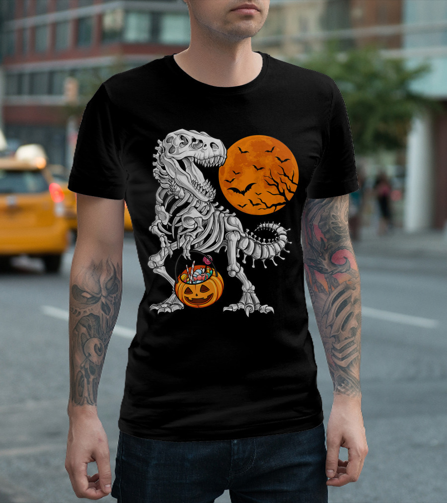 Dinosaur Skeleton Rex Scary Halloween T-Shirt
