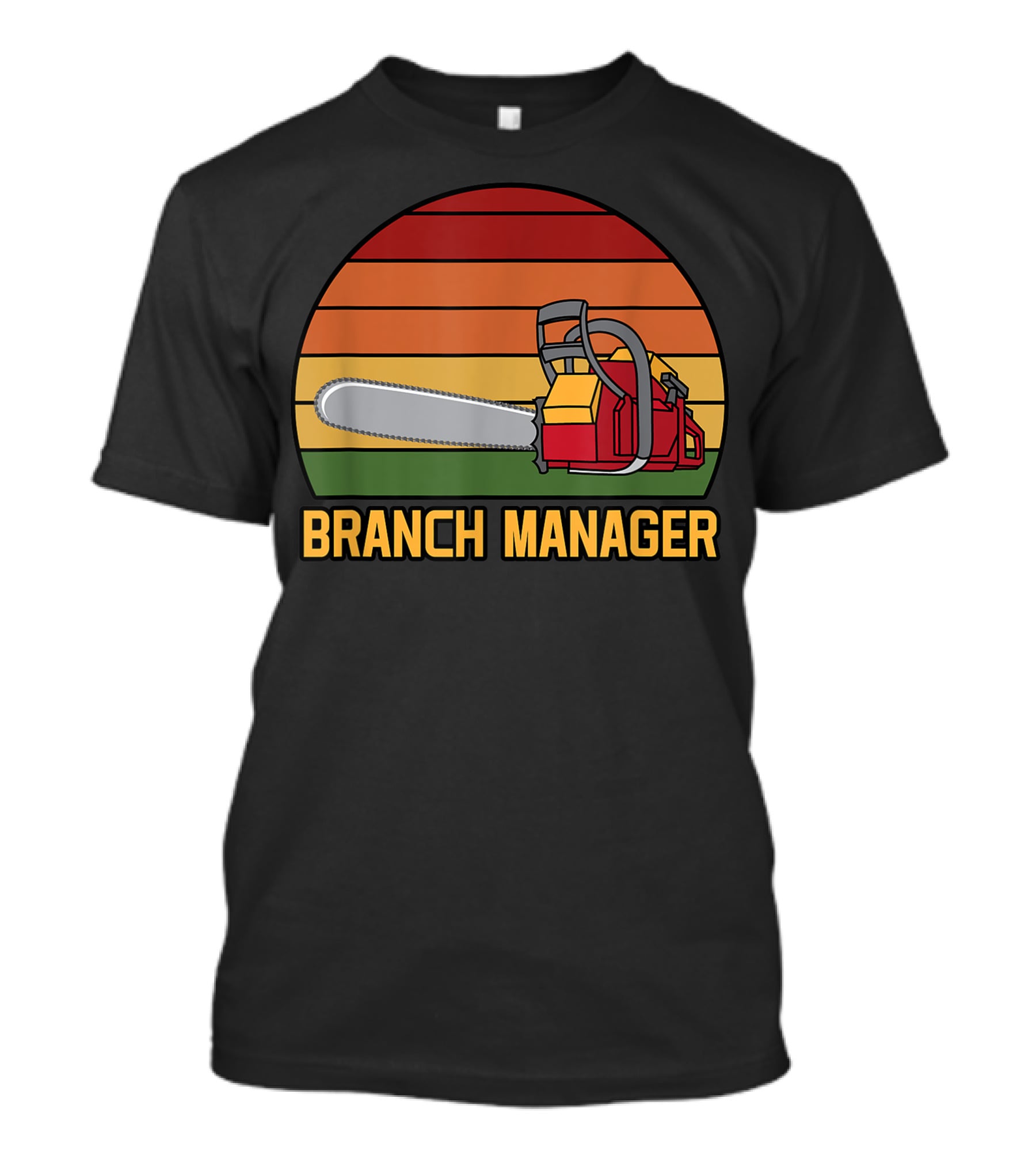 Funny Vintage Chainsaw Branch Manager Lumberjack Logger Retro Stripe T-Shirt
