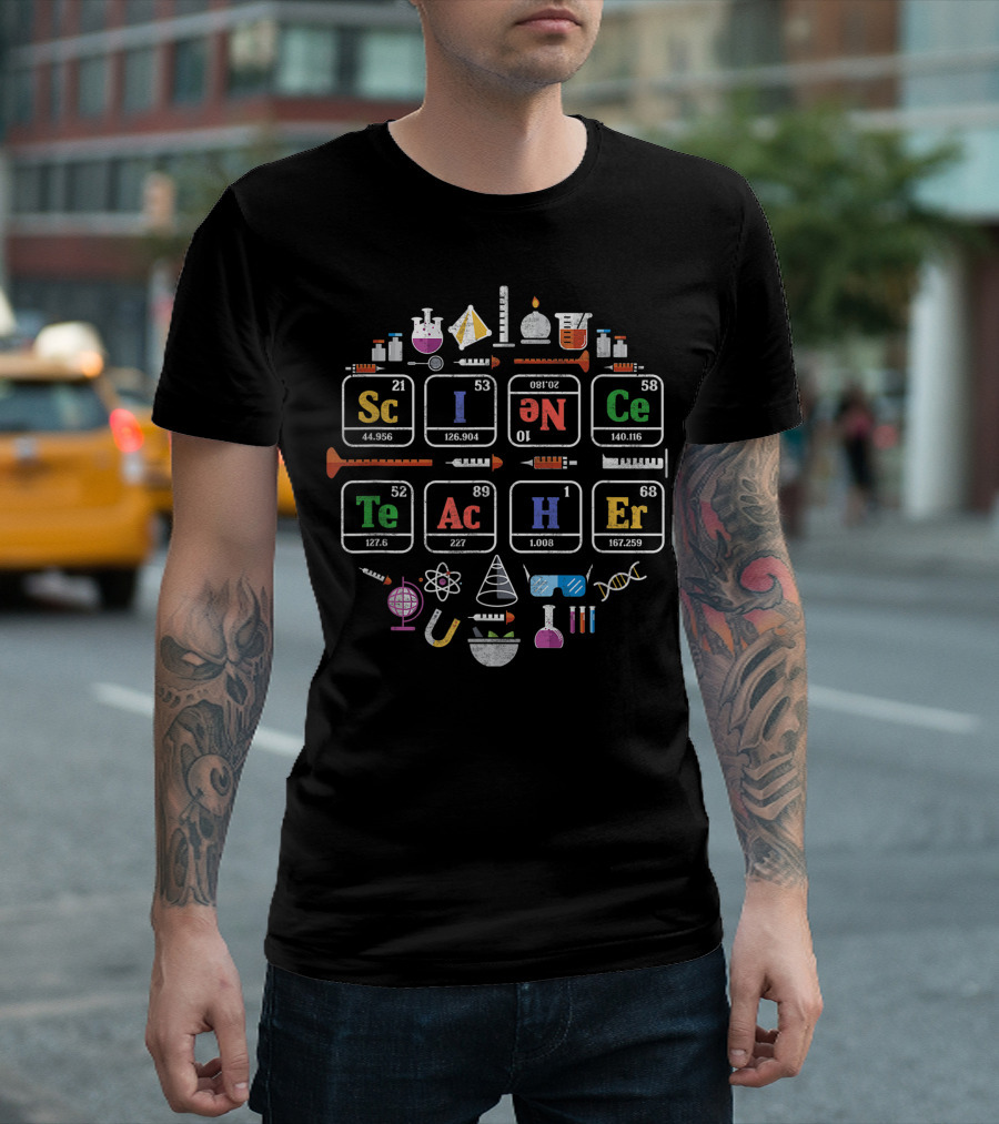Science Teacher Periodic Table Chemistry Elements Icons T-Shirt