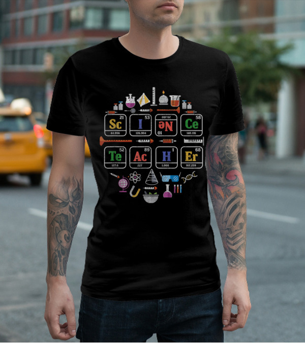 Science Teacher Periodic Table Chemistry Elements Icons T-Shirt
