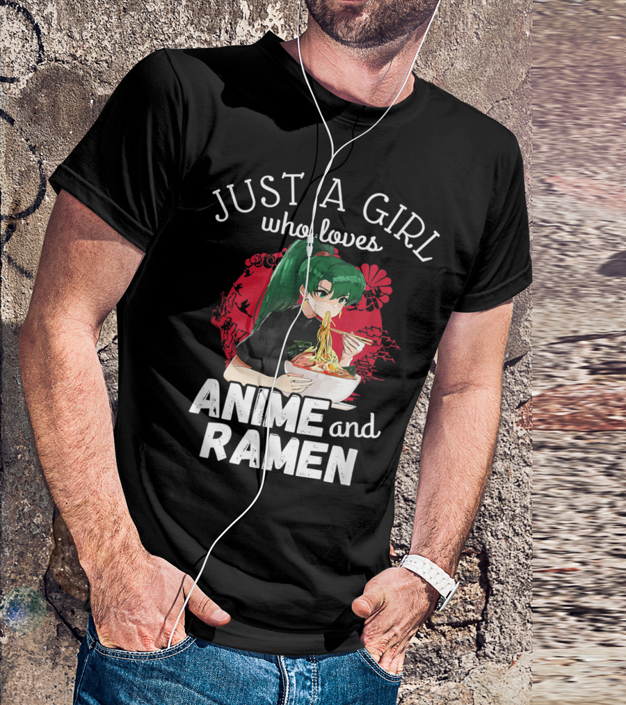 Just A Girl Who Loves Anime And Ramen Manga Aesthetic Japan Style Kawaii T-Shirt