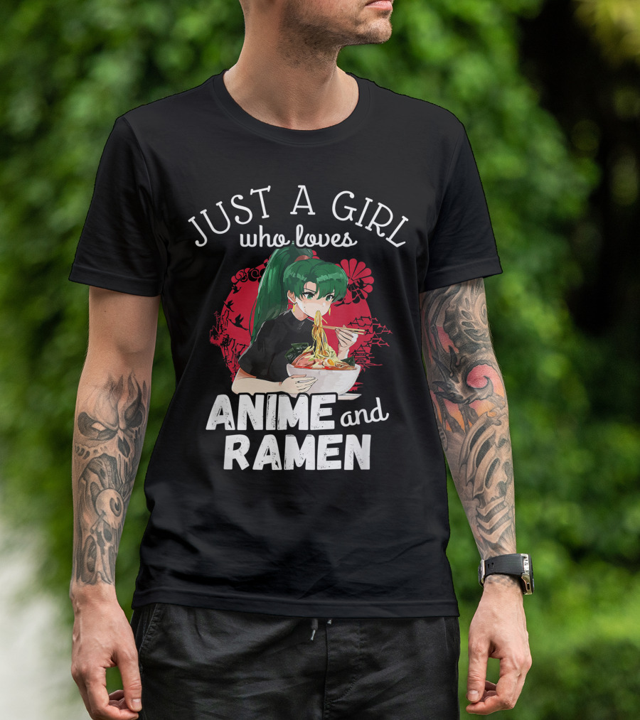 Just A Girl Who Loves Anime And Ramen Manga Aesthetic Japan Style Kawaii T-Shirt