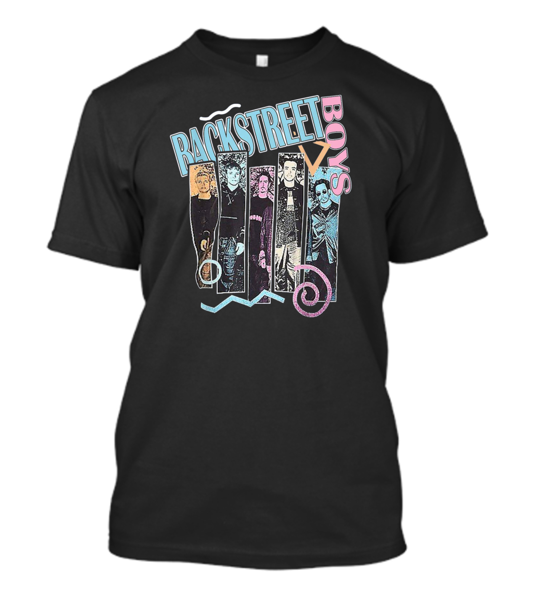 Rackstreet Boys Retro Pastel Graphic Band Collage T-Shirt