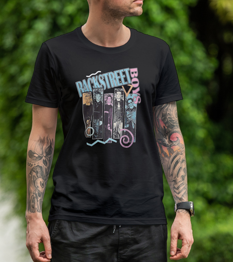 Rackstreet Boys Retro Pastel Graphic Band Collage T-Shirt