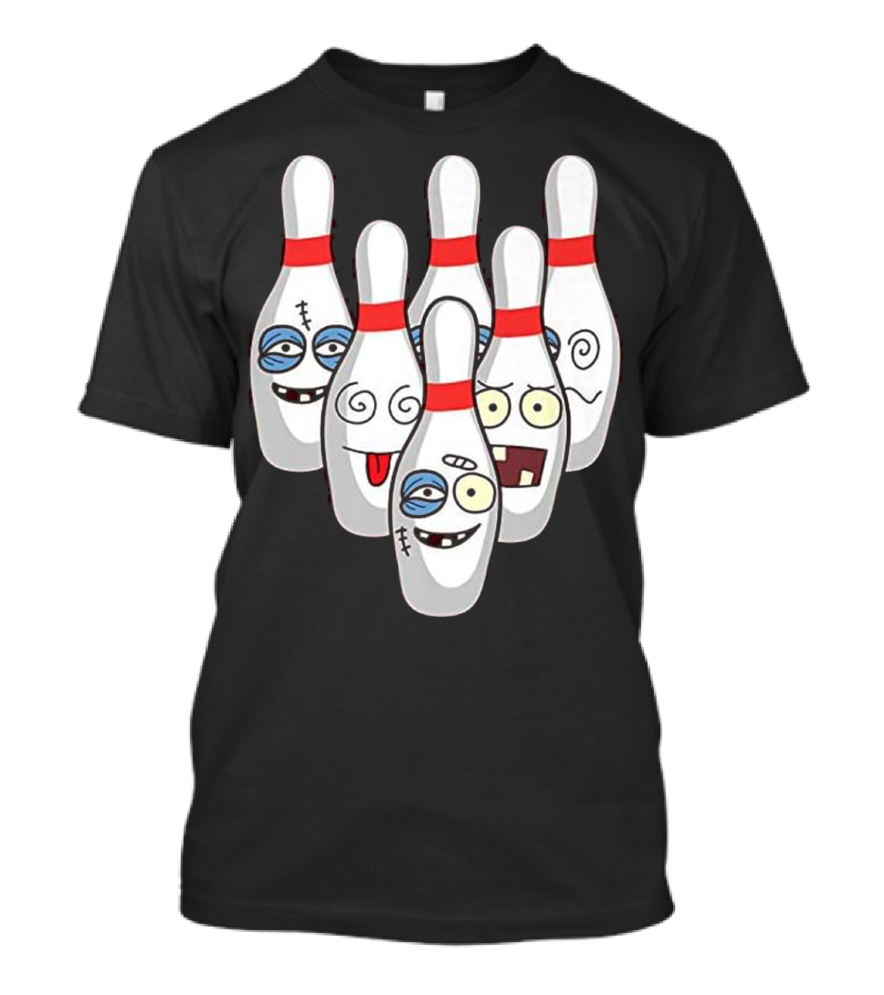 Beat Up Bowling Pins Cute Duckpins Funny Faces T-Shirt