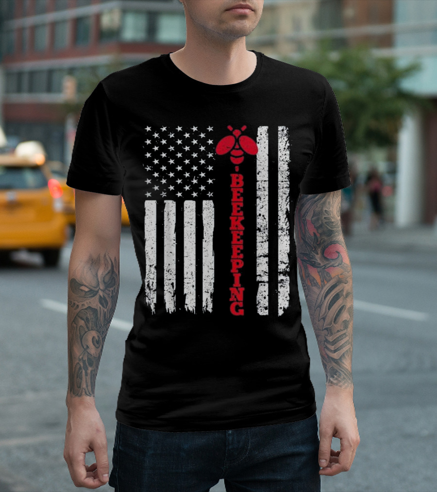 American Flag Beekeeping USA Bee T-Shirt