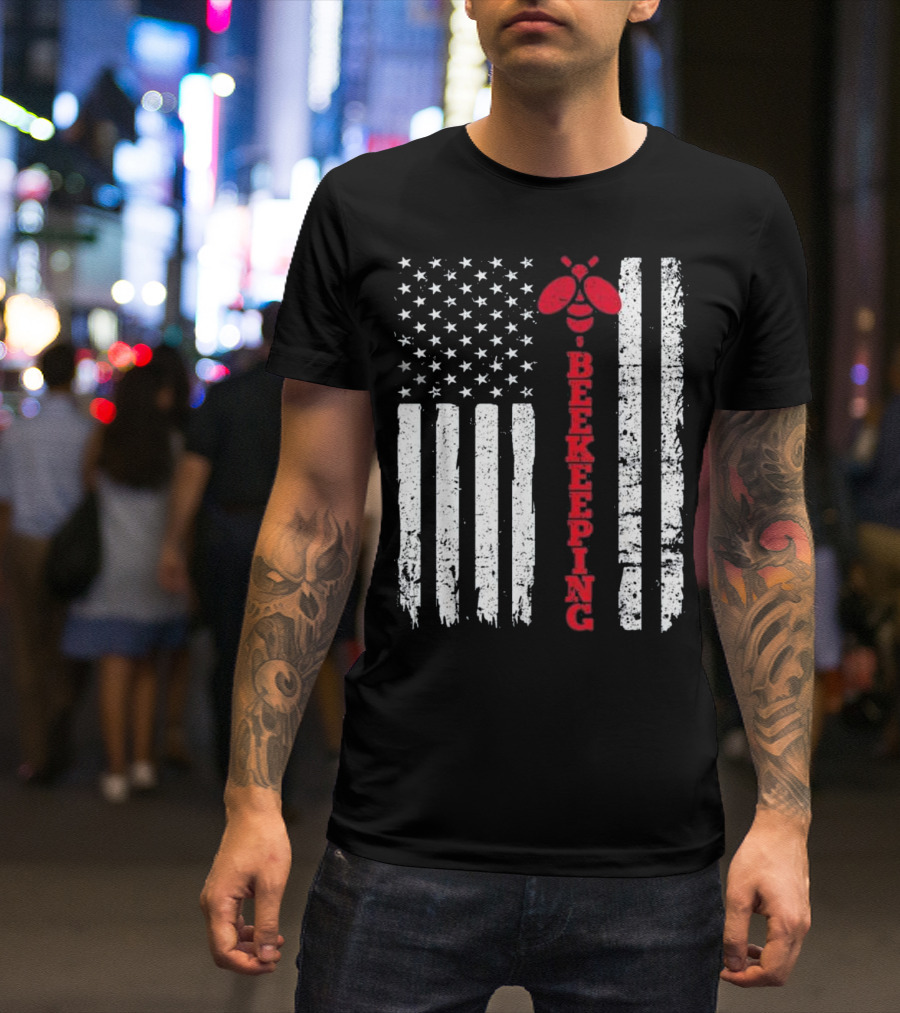 American Flag Beekeeping USA Bee T-Shirt