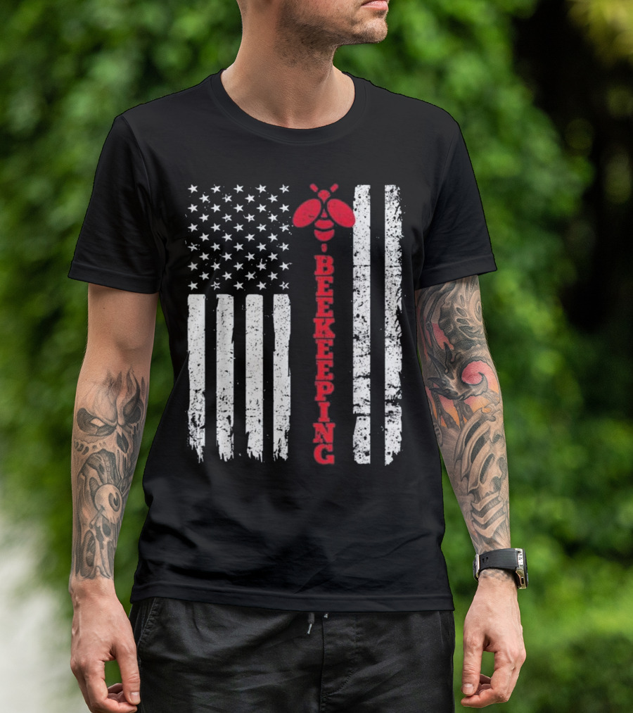 American Flag Beekeeping USA Bee T-Shirt