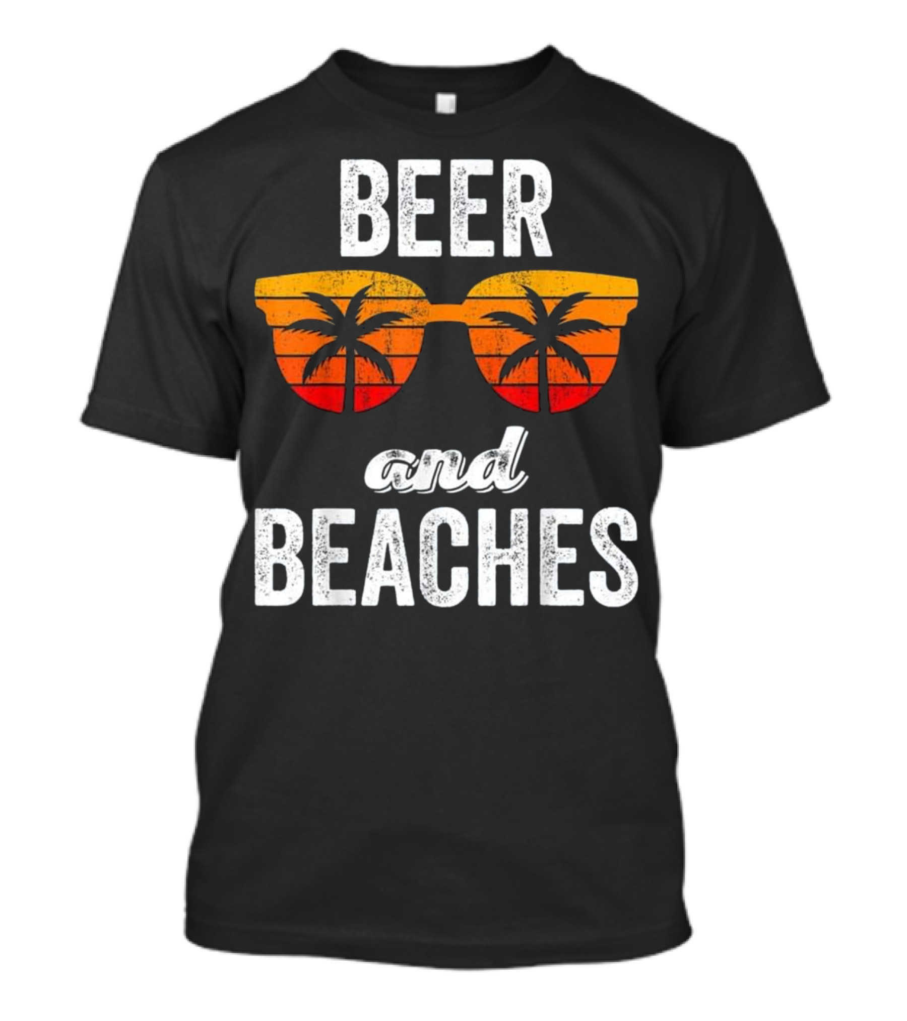 Beer And Beaches Sunset Palm Sunglasses Tank T-Shirt