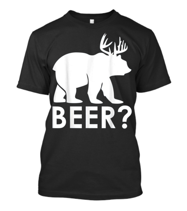 Beer Bear Deer With Antler Question Mark T-Shirt