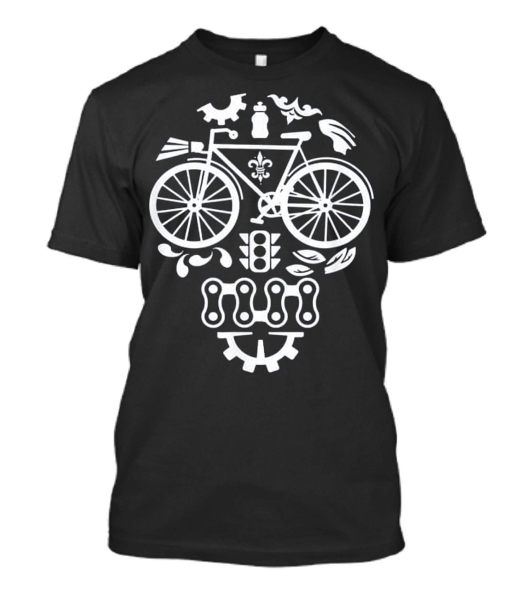 Bicycle Cycling Gear Sugar Skull With Funny Traffic Light Elements T-Shirt